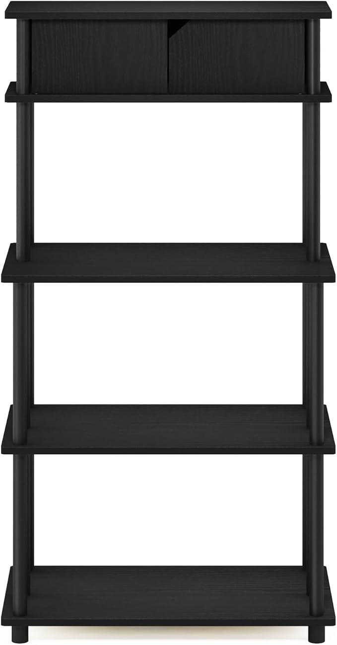 Furinno Turn-N-Tube Printer Stand with Storage, 5-Tier Large Printer Stand, Printer Table with Top Cabinet, for CPU, Office Supplies, Dark Americano