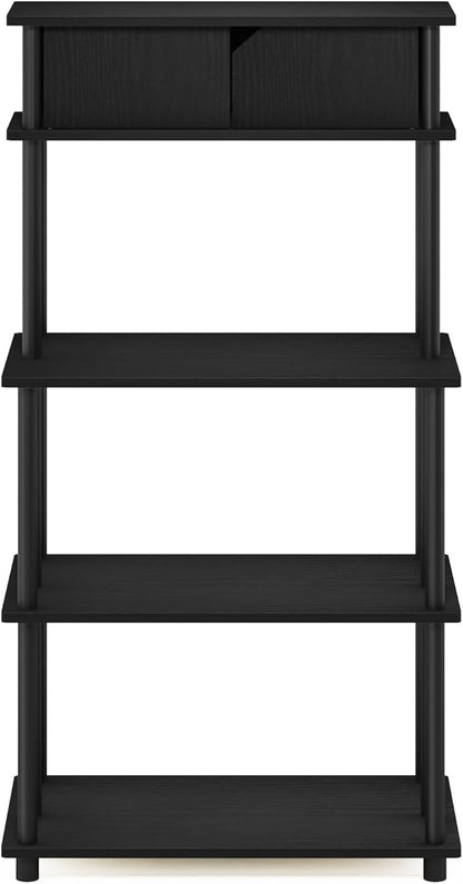 Furinno Turn-N-Tube Printer Stand with Storage, 5-Tier Large Printer Stand, Printer Table with Top Cabinet, for CPU, Office Supplies, Dark Americano