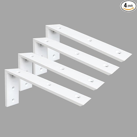 Heavy Duty Countertop Support Bracket 4 Pack - 16"x6"x2.5" White Granite Shelf L Bracket for Quartz/Granite/Wood/Concrete/Laminate Countertops
