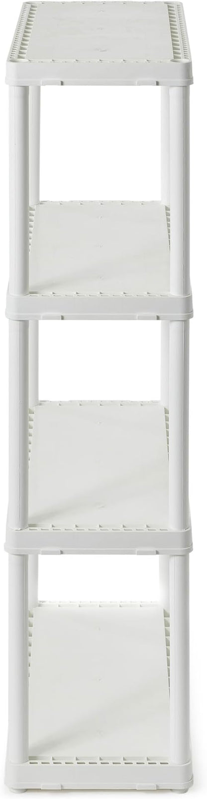 Gracious Living 4 Shelf Fixed Height Solid Light Duty Storage Unit 12 x 24 x 48 for Home, Garage, Basement, & Laundry, White (4 Pack)