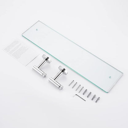 KES Glass Shelf Bathroom Rectangular Shelf 20-Inch with 8 MM-Thick Tempered Glass Rustproof Metal Bracket Wall Mount Brushed Finish, A2021-2