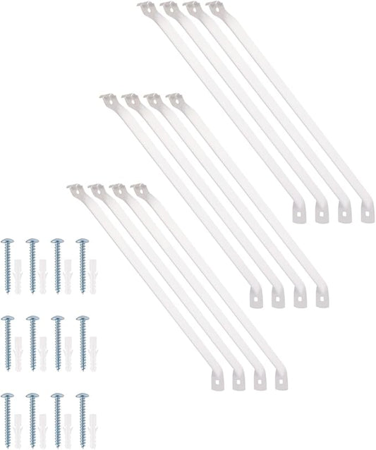 12 Packs Support Brackets for Wire Shelving, Closet Support Brackets with Anchors and Screws, Wire Closet Shelving Accessories for Wardrobe and Wall Bracket(Only include 12pack Support Brackets)