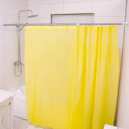 BAOYOUNI Adjustable Shower Window Curtain Tension Rod Oval Head Decorative Straight Closet Wardrobe Rail Pole Bar Clothes Hanger for Bathroom Kitchen Balcony, Ivory, 43.11-64.17 Inches