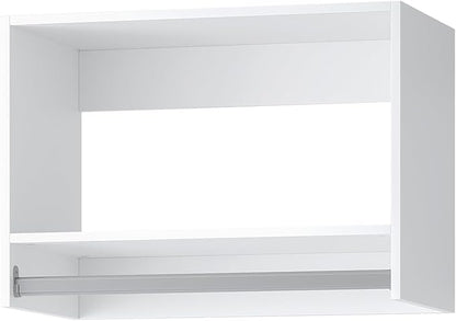 Tall Hanging Closet Unit, Modular Closet System, Wood Closet System Organizer with Storage for Walk In Closets, Clothing Rack Wardrobe Closet for Hanging Clothes, Bedroom, White, 25.5"W