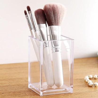 2 Pack Clear Acrylic Pencil Pen Holder Cup, Clear Makeup Brush Holder, Acrylic Cosmetic Brushes Storage
