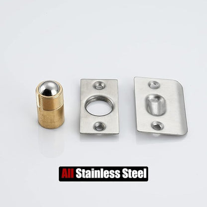 JQK Closet Door Ball Catch Hardware, Stainless Steel Catch Adjustable with Strike Plate, Brushed Satin Finish 4 Pack, HBC100-P4