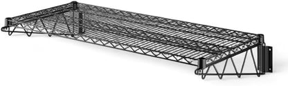 18" x 48" Black Wall-Mounted Wire Shelf with Epoxy Coating, Heavy-Duty Steel Storage Rack, NSF Certified, Easy Installation, Open Wire Design for Kitchen, Garage, or Utility Storage