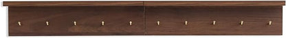 5-Hook Wall Mounted Coat Rack with Storage Shelf - Multi-Functional Key & Jacket Hanger for Entryway, Walnut Finish, Style D-2