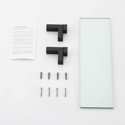 KES 16 Inch Glass Shelf for Bathroom Wall Mounted, 8mm Tempered Glass Wall Shelf Matte Black, BGS3201S40-BK