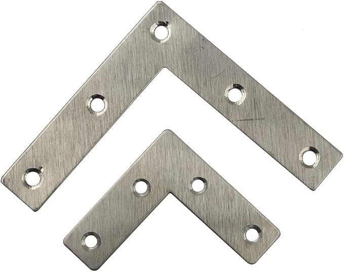 DGOL 24 Packs Two Sizes 3-1/8 inch and 2 inch L Stainless Steel Flat Corner Braces with Screw, Picture Photo Frame Angle Bracket