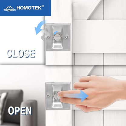 HOMOTEK 4 Pack Privacy Pocket Door Lock Hardware with Pull Pocket & Bi-Fold Door Hardware- Replace Old Or Damaged Sliding Door Locks, 2-3/4”x2-1/2”, for 1-3/8” Thickness Door, Brushed Nickel