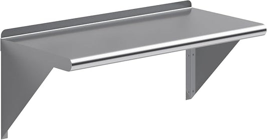 AmGood 14 in. x 30 in. Stainless Steel Wall Shelf | NSF | Metal Shelving | Garage, Laundry, Storage, Utility Room | Restaurant, Commercial Kitchen
