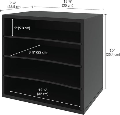 Ballucci 4-Tier Paper Organizer for Desk, Stackable Tray, Desk Storage Organizer Shelves, Stacking Letter Paper Tray Sorter for Classroom Office, Black