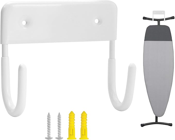 QWORK Ironing Board Wall Mount - Heavy Duty Ironing Board Hanger with 5 Inch Length, Iron Board Hook Wall Mount