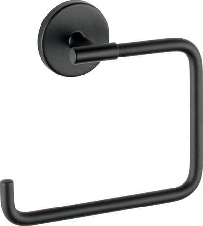 Delta Trinsic (1-Pack) Hand Towel Holder Matte Black Towel Racks for Bathroom Wall Square Towel Ring Holder for Bath Towel Hanger for Kitchen, Bathroom Accessories 759460-BL