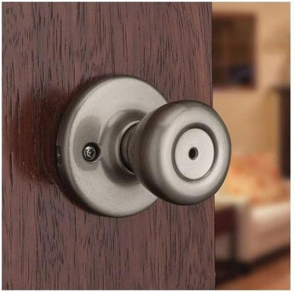 Kwikset Tylo Interior Privacy Door Knob with Lock, Door Handle For Bathroom and Bedroom, Satin Nickel Keyless Turn Lock Doorknob, with Microban Protection