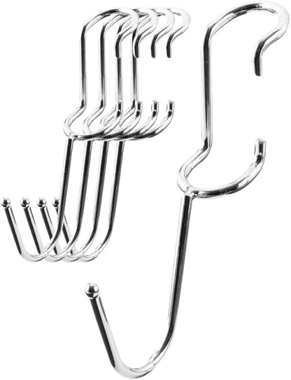 Shelf Pole Hooks 5-Pack | Chrome J Hooks for 1-Inch Poles | Snap-On Hooks for Wire & Metal Shelving | Kitchen, Garage & Home Organization