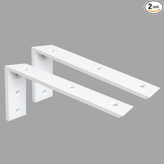Countertop Support Bracket 2 Pack 18 Inch Heavy Duty 3/8" Thick White Granite Shelf L Bracket 18"x8"x2.5" Mantel Corbels for Quartz/Wood/Concrete/Laminate