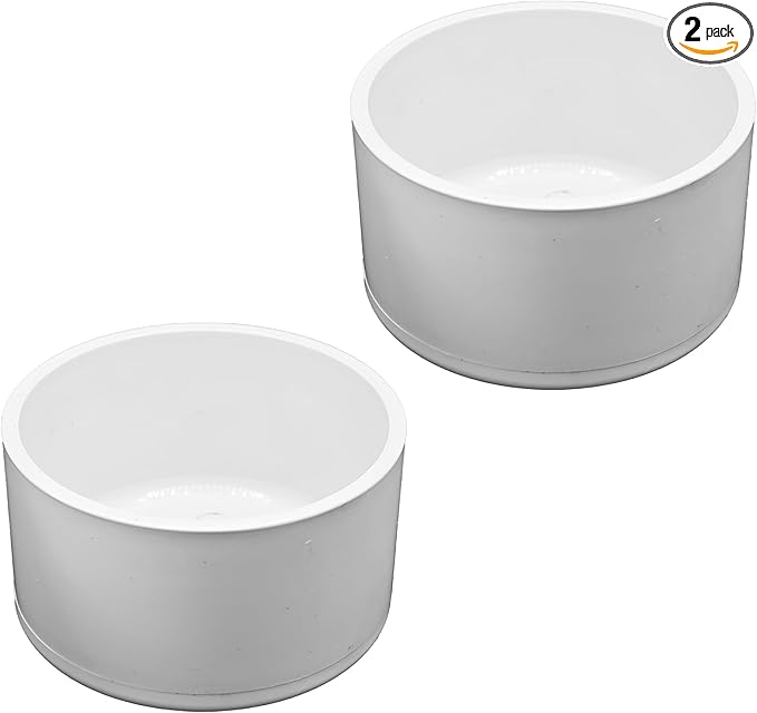 2PCS 3 Inch PVC End Caps(Not SCH40), White Furniture Grade Socket Plugs Adapter, PVC Pipe Fitting Covers for Greenhouse Frames & Shelving Systems(90mm Inner Diameter)