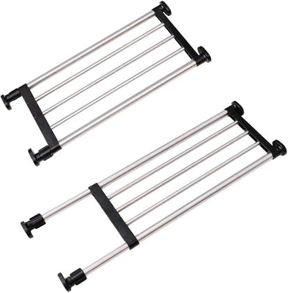 BAOYOUNI Adjustable Closet Shelf Expandable Shelves Tension Rod Hanger Space Saving Storage Rack Organizer Divider for Wardrobe, Cupboard, Kitchen, Bathroom Use, Black, 2 Pack