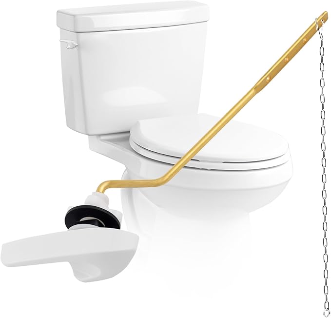 iFealClear Universal Toilet Handle Replacement Kit, Side/Angle Mount Toilet Flush Handle Compatible with Kohler K-GP30324-CP/TOTO/American Standard, Stainless Steel Flapper Chain, White