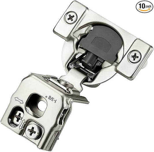 10 Pack 5 Pairs 1-3/8 inch Overlay Soft Close Hinges for Kitchen Cabinet Hinges Satin Nickel Hidden Hinges Stainless Steel Concealed Hinge self Closing