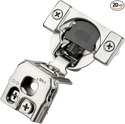 20 Pack 10 Pairs 1-3/8 inch Overlay Soft Close Hinges for Kitchen Cabinet Hinges Satin Nickel Hidden Hinges Stainless Steel Concealed Hinge self Closing