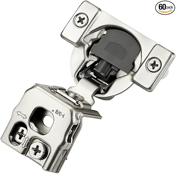 60 Pack 30 Pairs 1-3/8 inch Overlay Soft Close Hinges for Kitchen Cabinet Hinges Satin Nickel Hidden Hinges Stainless Steel Concealed Hinge self Closing