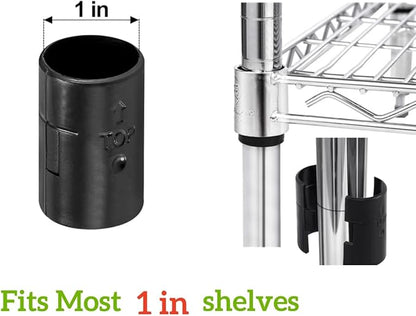 24 Pcs 12 Pairs Wire Shelving Shelf Lock Clips for 1 Inch Post - Shelving Sleeves Replacements for Wire Shelving System (1 Inch Dia)