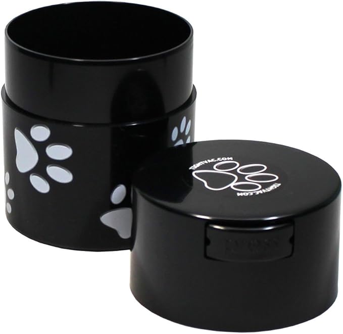 Pawvac 3 Ounce Vacuum Sealed Pet Food Storage Container; Black and White Paws
