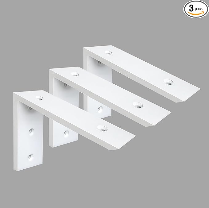 Heavy Duty 3 Pack White Granite Countertop Support Bracket 8"x6"x2.5" Shelf L Bracket Mantel Corbels for Quartz/Granite/Wood/Concrete/Laminate Countertops
