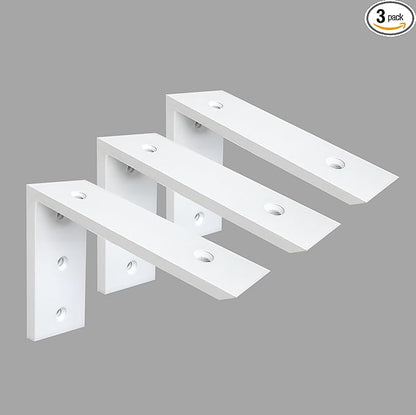 Heavy Duty 3 Pack White Granite Countertop Support Bracket 8"x6"x2.5" Shelf L Bracket Mantel Corbels for Quartz/Granite/Wood/Concrete/Laminate Countertops