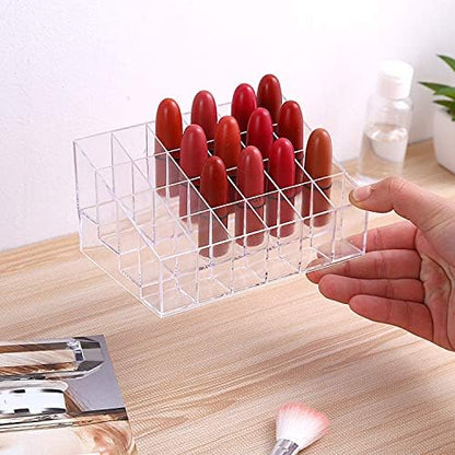 PJLANDI Transparent Lipstick Storage Box Display stand cosmetic grid