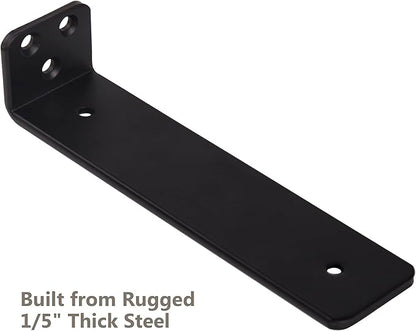 12-Pack 8 Inch Floating Shelf Brackets, Heavy Duty Hidden Shelves Bracket for Kitchen, Nursery, Black Powder Coated Steel