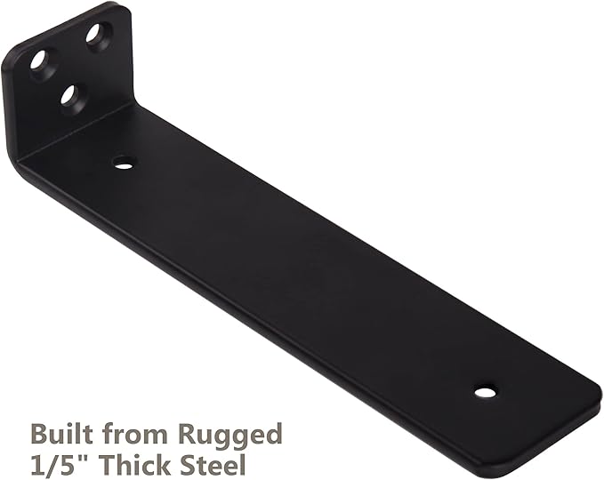 6-Pack 6 Inch Floating Shelf Brackets, Heavy Duty Hidden Shelves Bracket for Small Shelf, Kitchen Shelf, Nursery Shelf, Black Powder Coated Steel