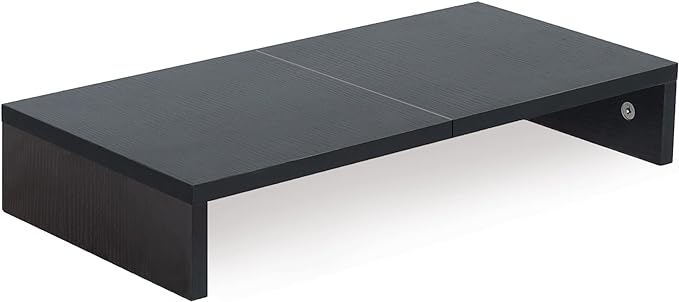 TEAMIX 20 Inch Monitor Stand Riser, Black Desktop Stand for PC/TV/Laptop/Printer, Wood Monitor Riser with Storage, Computer Stand Keyboard Organizer