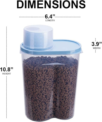 GreenJoy 2 Pack 2lb/2.5L Pet Food Storage Container with Measuring Cup, Can Covers and Bowl for Small Dog, Cat, Waterproof-BPA Free