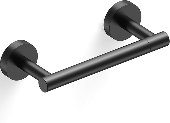 Matte Black Toilet Paper Holder SUS304 Stainless Steel Double Post Pivoting Toilet Paper Roll Holder Wall Mounted Toilet Tissue Holder for Commercial Bathroom RV