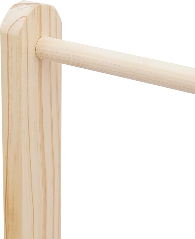 2-Tier Solid Wood Pet Clothing Display Stand, 43.3" Height Natural Log Color Garment Rack for Small Dog Cat Clothes, Adjustable Rod for Towels, Boutique Store & Home Storage Organizer