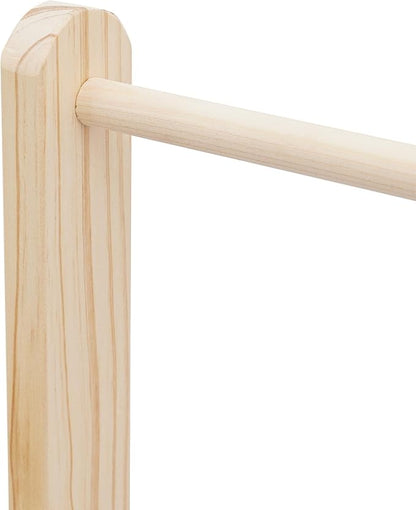 2-Tier Solid Wood Pet Clothing Display Stand, 43.3" Height Natural Log Color Garment Rack for Small Dog Cat Clothes, Adjustable Rod for Towels, Boutique Store & Home Storage Organizer