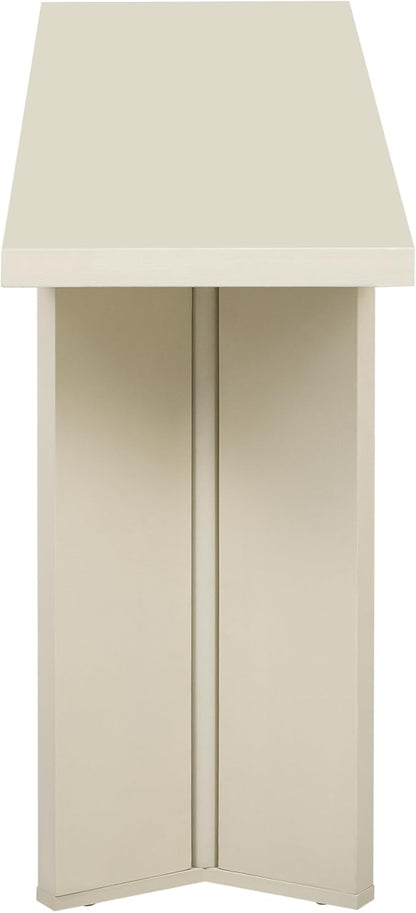 Modern Console Table with Pine Veneer and Geometric Legs, Sofa Table, Narrow Entryway Table Suitable for Living Room, Study, Dining Room, Foyer, Easy Assembly (Beige-WW12)
