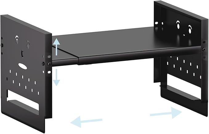 Adjustable Top Storage Shelf for Refrigerator or Washer, Dryer Countertop, Expandable Storage Shelves for Kitchen, Laundry Room and Dorm Room (Black)