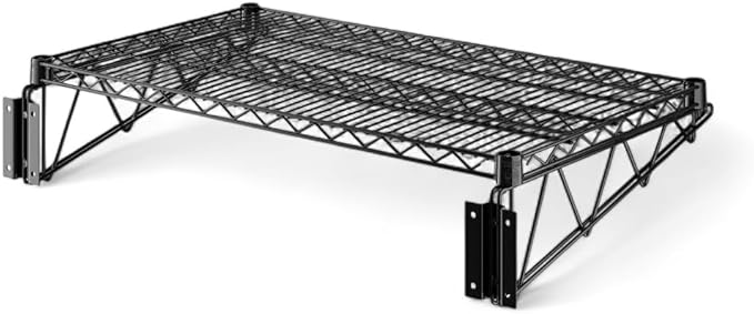 21" x 36" Black Wall-Mounted Wire Shelf with Epoxy Coating, Heavy-Duty Steel Storage Rack, NSF Certified, Easy Installation, Open Wire Design for Kitchen, Garage, or Utility Storage