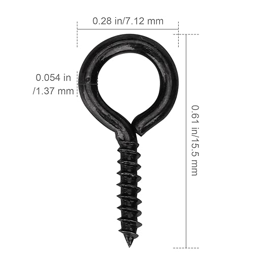 Aovchei Eye Screws, 150PCS 0.59 Inch Long, Black 304 Stainless Steel Self Tapping Eye Hooks Bolts, Indoor & Outdoor for Hanging Artwork