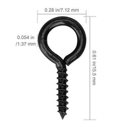 Aovchei Eye Screws, 150PCS 0.59 Inch Long, Black 304 Stainless Steel Self Tapping Eye Hooks Bolts, Indoor & Outdoor for Hanging Artwork