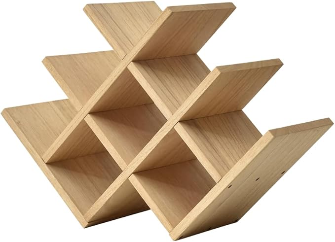 KIRIGEN Wooden 8-Bottle Wine Rack - 3-Tier Wood Wine Display Rack/Standing and Countertop Wine Storage Shelf - Bottle Holder/Cabinet Glass Rack Natural XHJJ3-NA