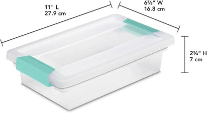 Sterilite 30-Pack Clip Box, Stackable Clear Plastic Bins with Latching Lids, Small - Writing, Arts or Crafts Supplies Storage Containers for Home, Office, Classroom and Workshop Organization