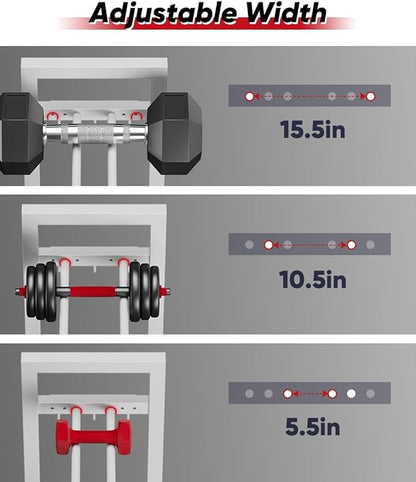 Adjustable Dumbbell Rack, Weight Storage Stand Holder for Dumbbells & Kettlebells, Heavy-Duty Metal Home Gym Workout Organizer with Hook for Gym Equipment Accessories (Rack Only)