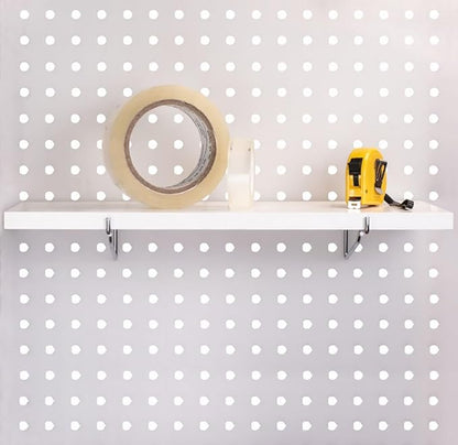 KINOMI Heavy Duty Pegboard Shelves, Value Set of 8 Pack Pegboard Shelf Brackets Hooks and 4 Pack Peg Board Shelves for Garage, Home, Garden, Tool Shed (White)
