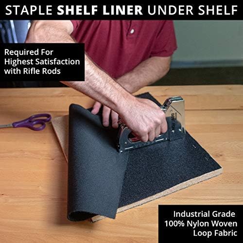 Gun Storage Solutions Rifle Rods Starter Kit with Shelf Liner Gun Organizer System Store More Guns Easy Access for Safety with Nylon Woven Loop Fabric